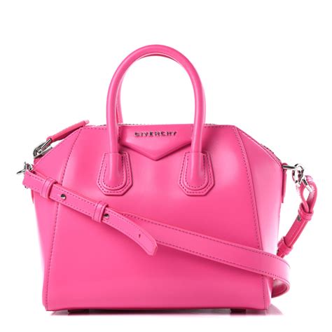 givenchy shiny lord calfskin mini antigona shocking pink